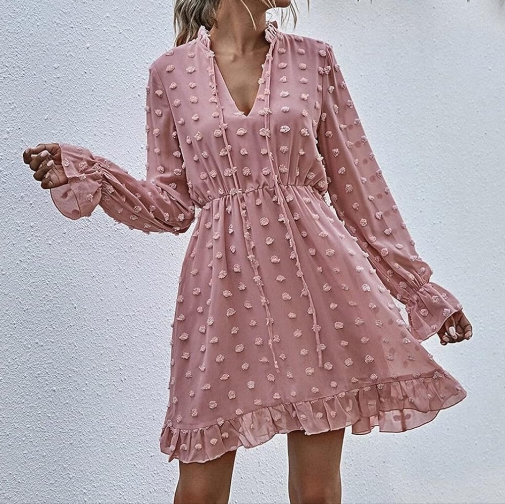 Elegant Pink Ruffle Dress